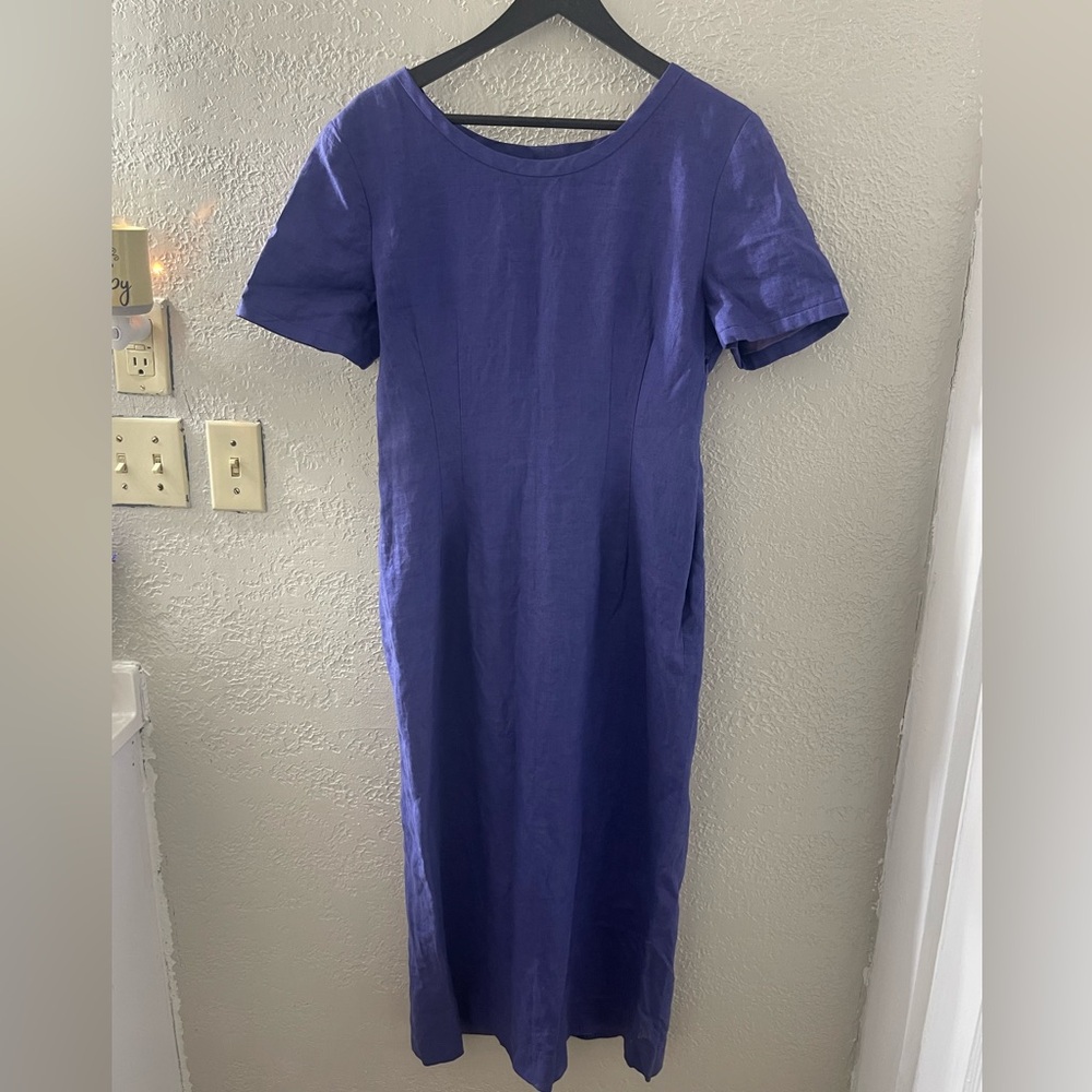 Valerie Stevens Pure Linen Women’s Purple Linen Midi Dress‎ Size 8